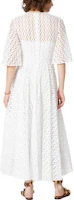Shop (Women) Valentino SS22 Optical Lace Short-Sleeve Midi Dress White XB3VAYE56W1001