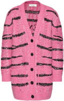 (Women) Valentino SS22 Pink Tiger Print Mohair Blend Knit Cardigan. XB3KA03M73BO09 (Women) Valentino SS22 Pink Tiger Print Mohair Blend Knit Cardigan. XB3KA03M73BO09
