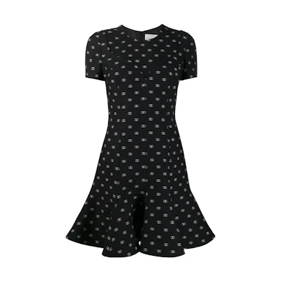 (Women) Valentino SS22 Short Sleeve Dress Black BVAIV34N90NA