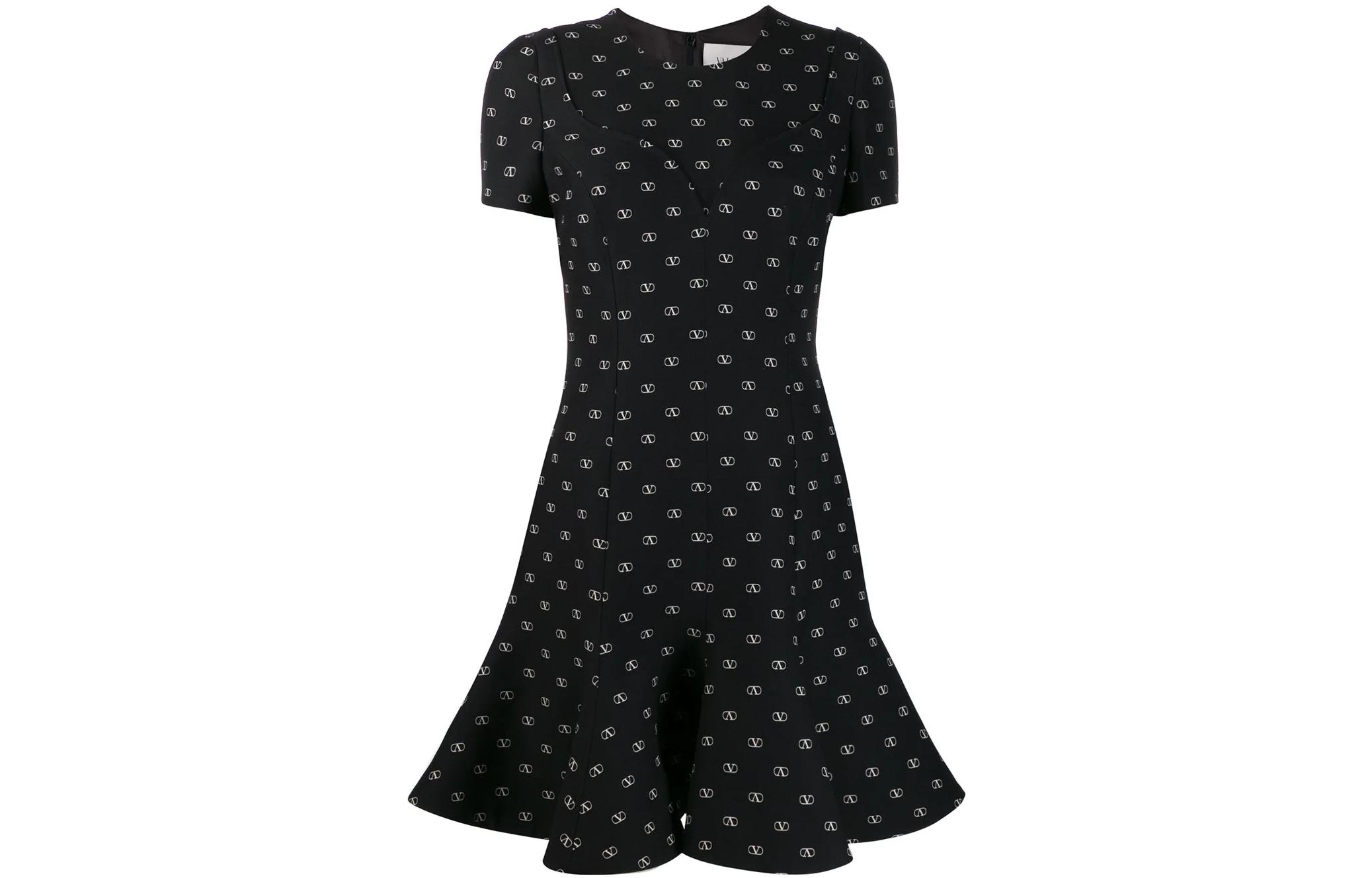 Order (W) Valentino SS22 Vestido de Manga Corta Negro BVAIV34N90NA