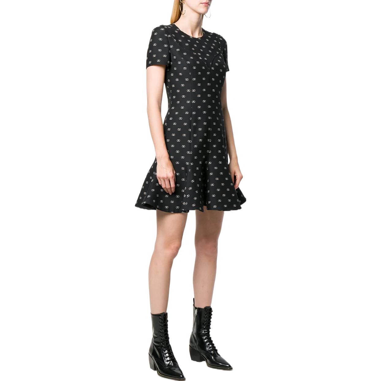Purchase (W) Valentino SS22 Vestido de Manga Corta Negro BVAIV34N90NA