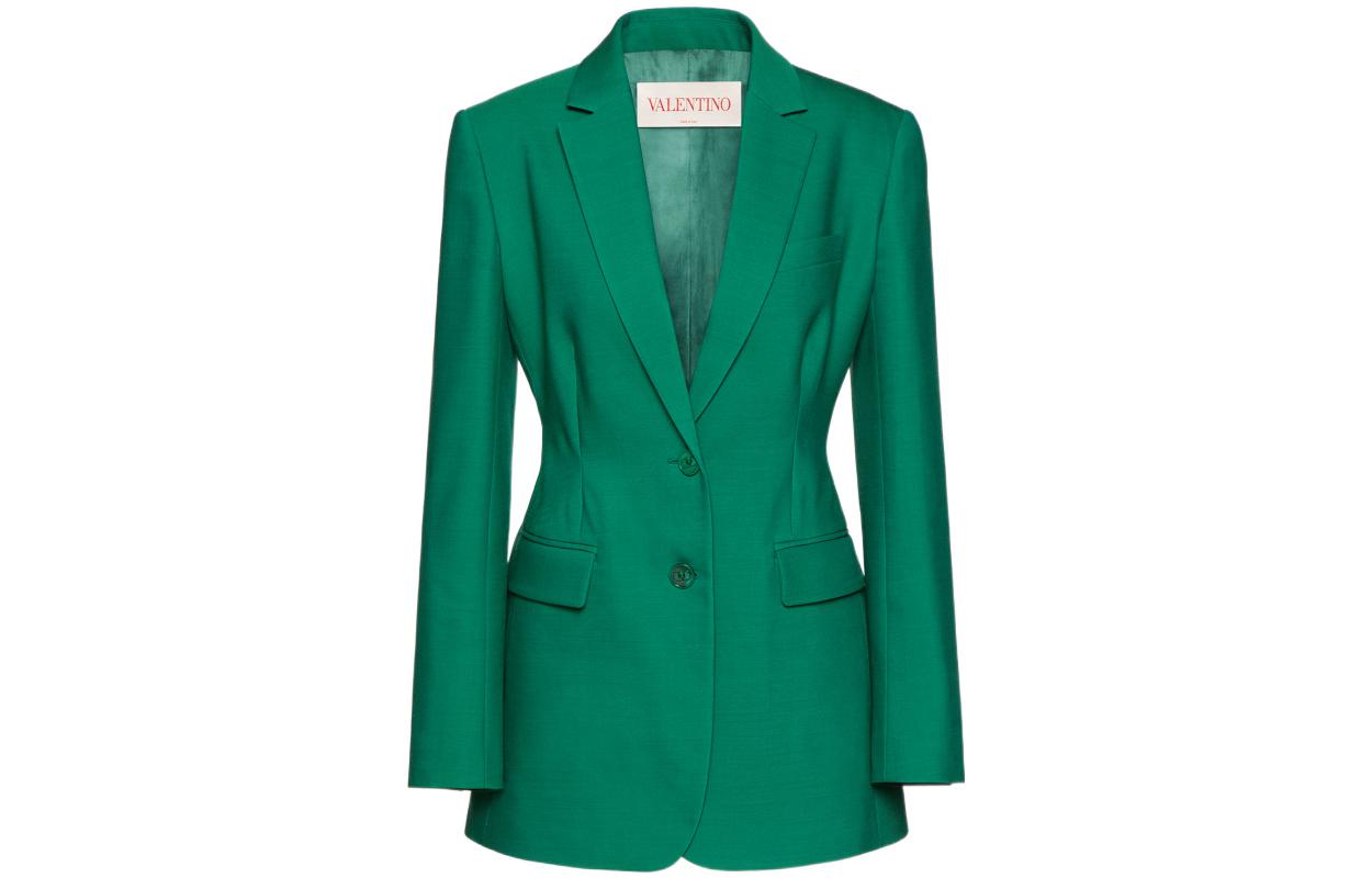 (Women) Valentino SS22  Slim Fit Solid Color Green Blazer Jacket. XB0CE2N2746PVF