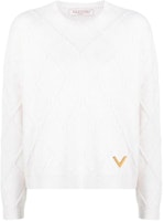 (Women) Valentino SS22 White Wool Knit Pullover Sweater Crew Neck. BKC35F7F8A03 (Women) Valentino SS22 White Wool Knit Pullover Sweater Crew Neck. BKC35F7F8A03