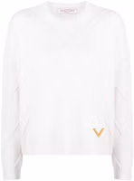 Order (Women) Valentino SS22 White Wool Knit Pullover Sweater Crew Neck. BKC35F7F8A03