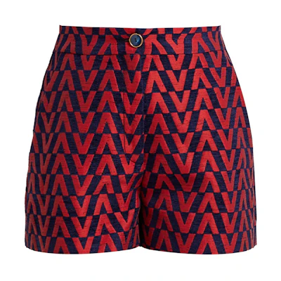 (Women) Valentino SS22 All-Over Letter Print Straight Shorts Women Multicolor RB3RF0T54FQMBY