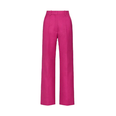(Women) Valentino SS22 Pink Solid Button Casual Trousers XB3RB4M66LRFP1