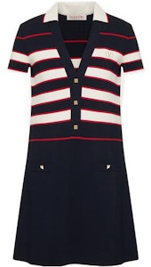 (W) 발렌티노 SS22 스트라이프 반팔 드레스 여성 네이비 블루. 1B3KD08L7FG45P Order (W) 발렌티노 SS22 스트라이프 반팔 드레스 여성 네이비 블루. 1B3KD08L7FG45P