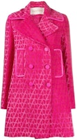 (Women) Valentino SS23 Pink Logo Jacquard Double-Breasted Long Coat BCJ0U27M7-UWT (Women) Valentino SS23 Pink Logo Jacquard Double-Breasted Long Coat BCJ0U27M7-UWT