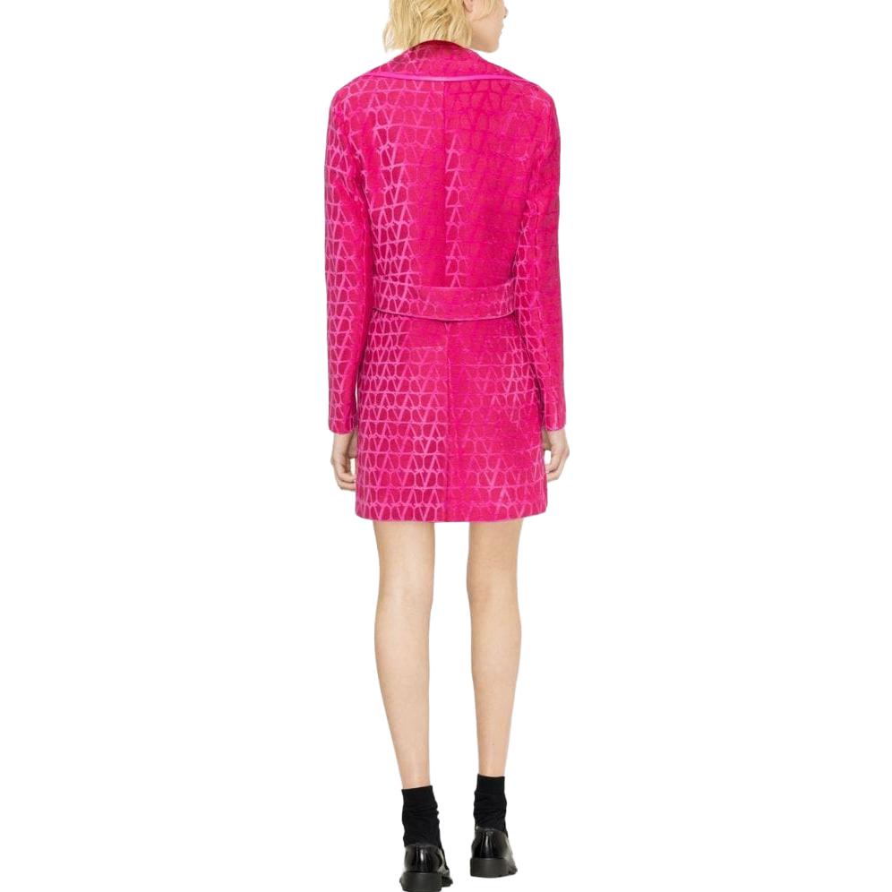 Purchase (W) Valentino SS23 粉色Logo提花雙排扣長大衣 BCJ0U27M7-UWT