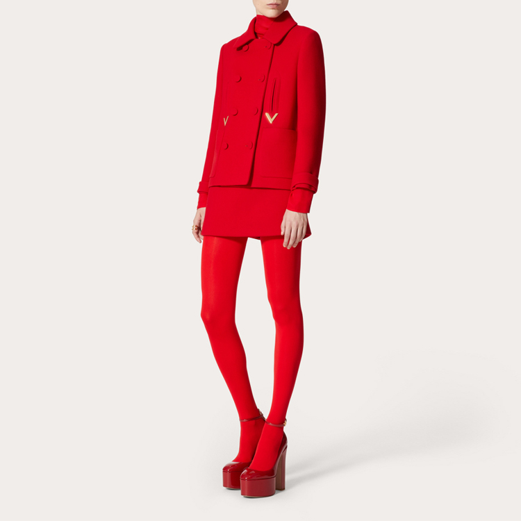 Shop (W) Valentino SS23 紅色長版大口袋翻領外套. 2B3CJ3007LY157