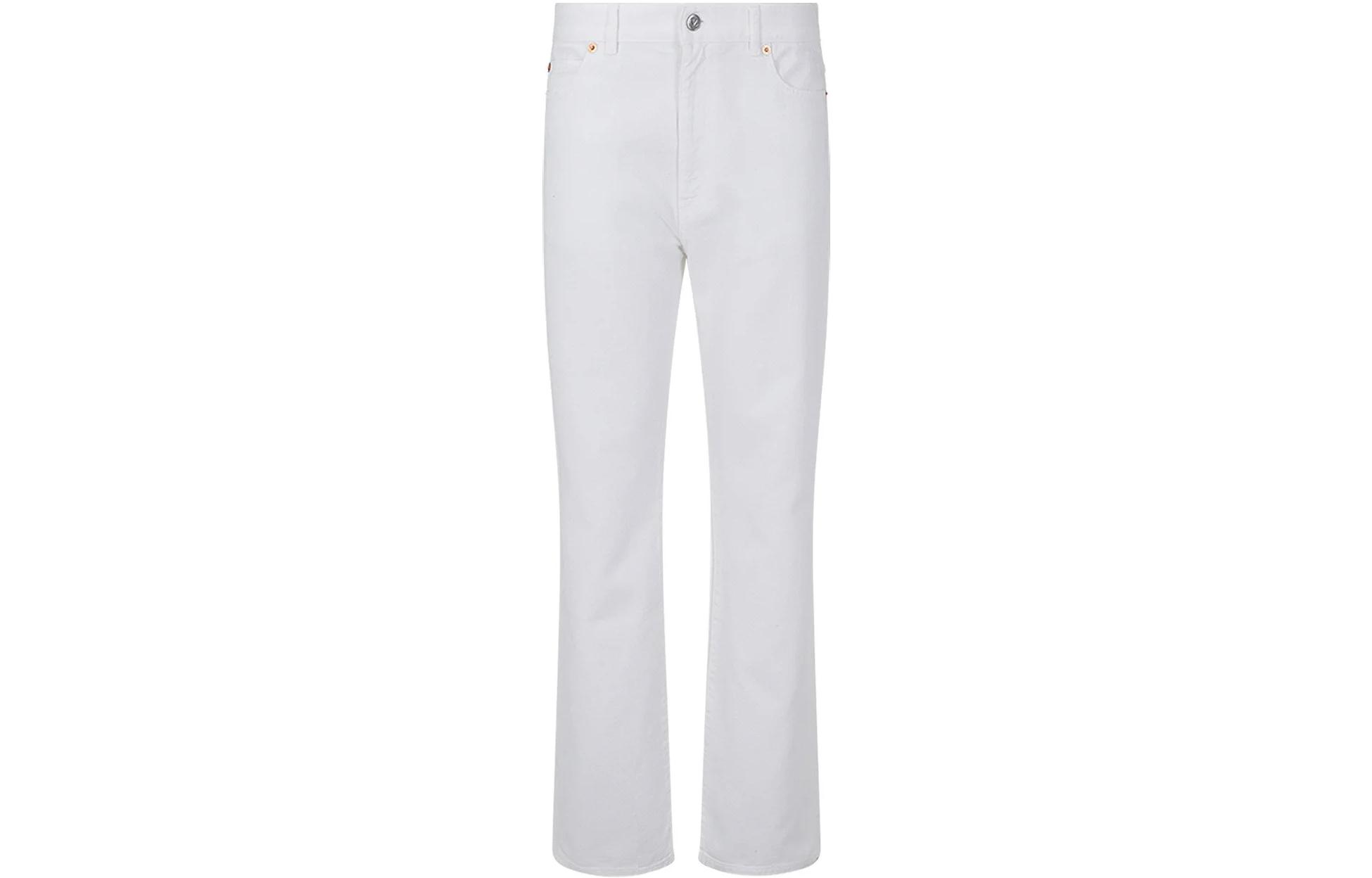 Order (W) Valentino SS23 Jeans Blancos Corte Recto con Estampado de Logo en Color Sólido. XB0DD13N8EK0BO