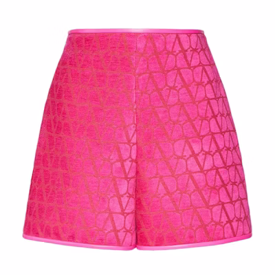 (Women) Valentino SS23 Pink Printed Mid-Rise Casual Shorts for Women. 2B3RF2A97TEUWT