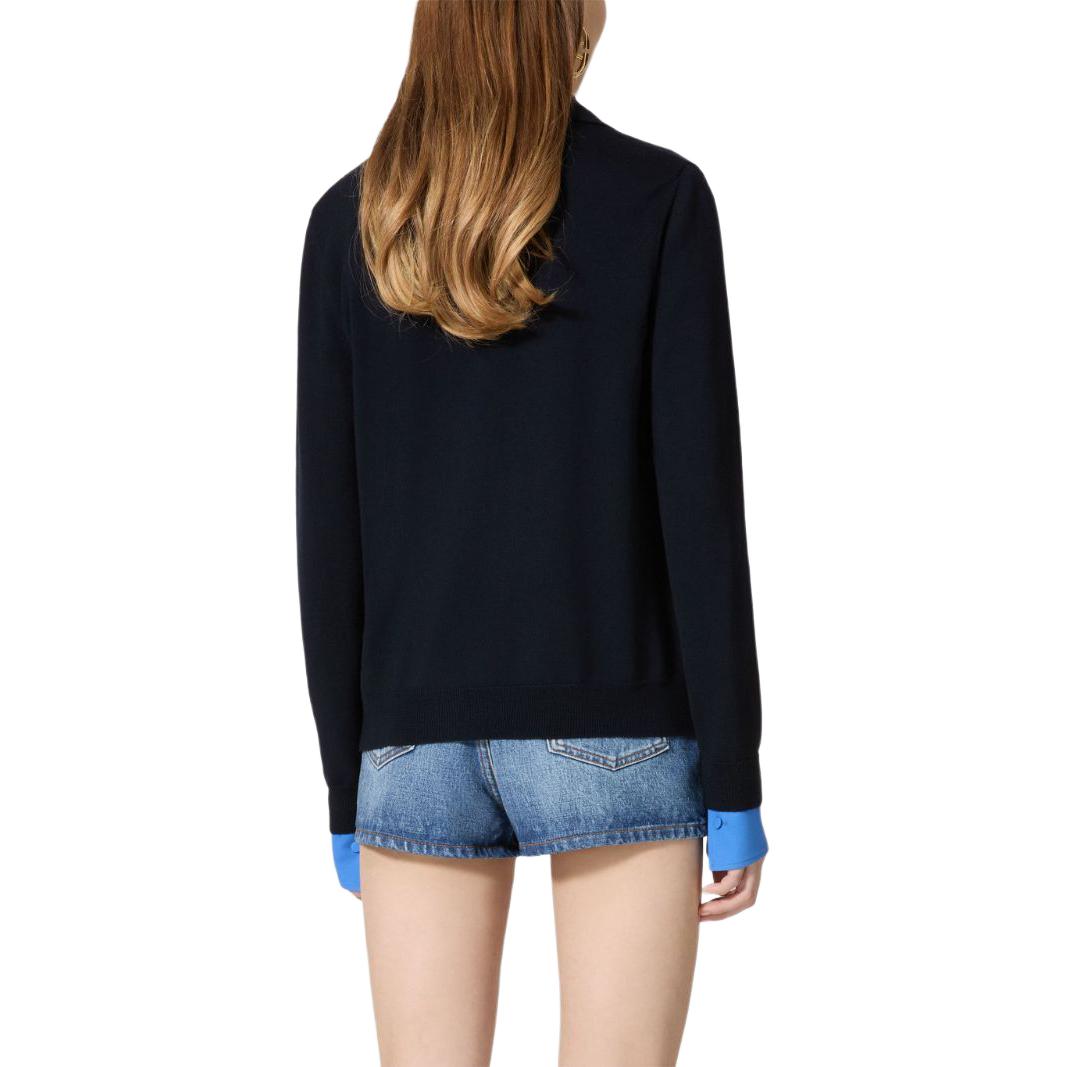 Shop (W) 발렌티노 SS24 브이넥 버튼업 니트 가디건 네이비 블루. BKA08C8NY598