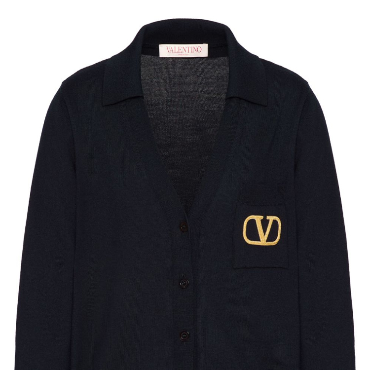 Details for (W) 발렌티노 SS24 브이넥 버튼업 니트 가디건 네이비 블루. BKA08C8NY598