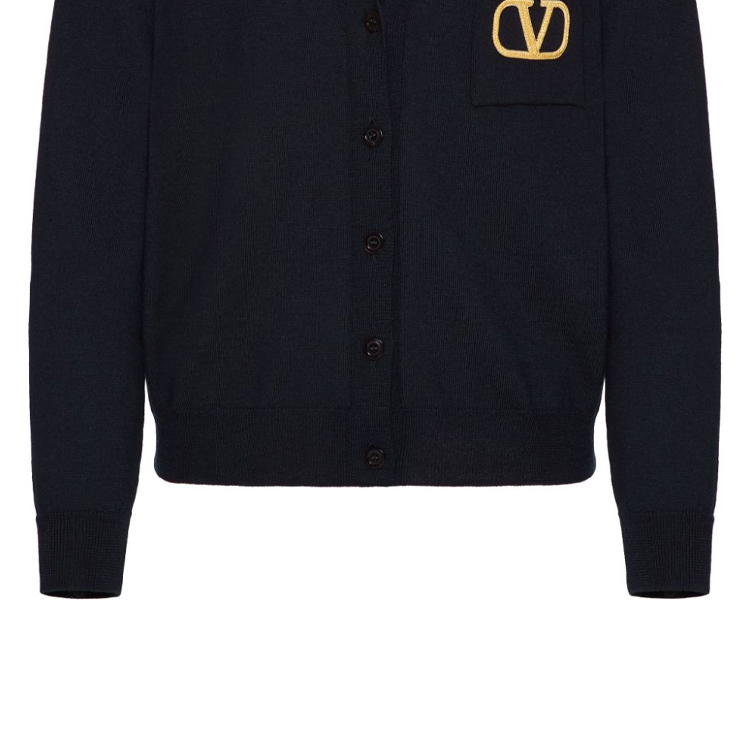Sizing (W) 발렌티노 SS24 브이넥 버튼업 니트 가디건 네이비 블루. BKA08C8NY598