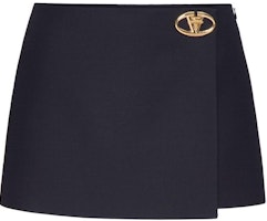 (Women) Valentino SS24 High-Waisted Wrap Skirt Midnight Blue Casual Skirt BRABF51CF (Women) Valentino SS24 High-Waisted Wrap Skirt Midnight Blue Casual Skirt BRABF51CF
