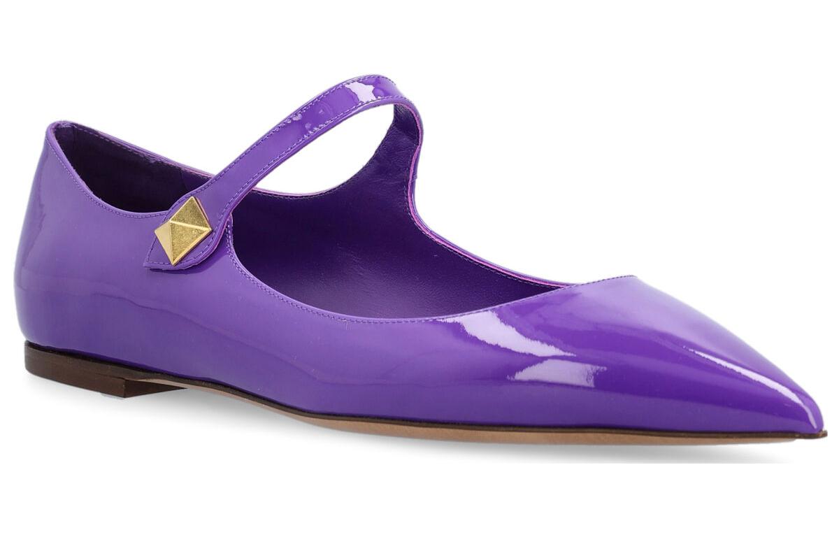(W) Valentino Studded Buckle Pointed-Toe Flats 'Purple Patent' 圖 2