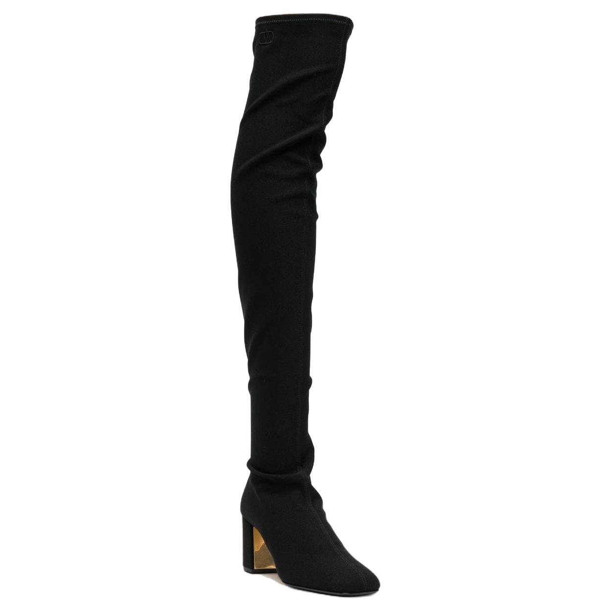 Order (W) Botas Altas Valentino de Ante Negro con Punta Redonda y Tacón Grueso. 1W2S0EZ8ITT0NO