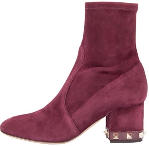 華倫天奴Valentino 绒面 拉鏈粗跟 短靴 女款 桃紅色 Buy 華倫天奴Valentino 绒面 拉鏈粗跟 短靴 女款 桃紅色