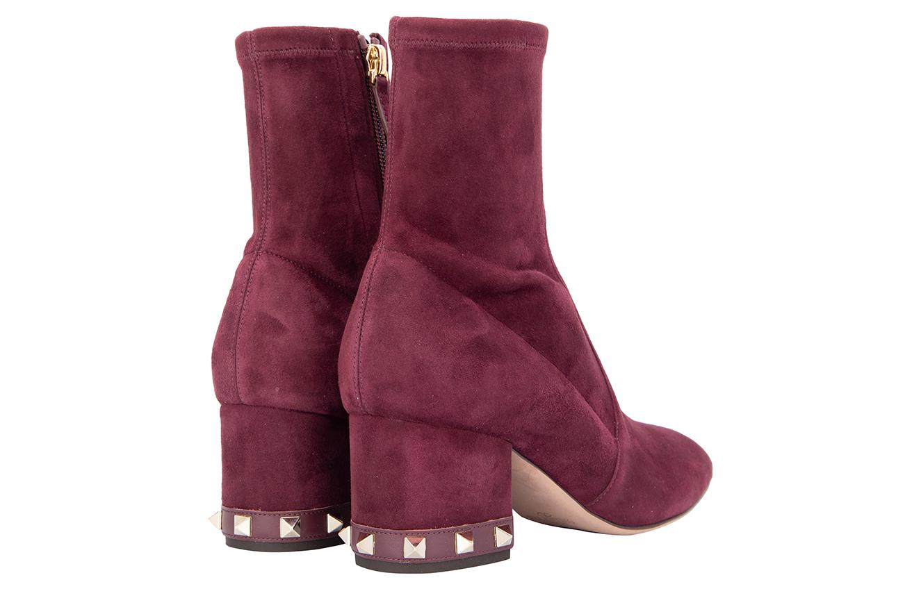 Shop (W) Bota de Tobillo Valentino Suede Tacón Bajo Cremallera 'Rosa Melocotón' SW2S0E85WUVU26