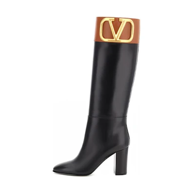 (W) Valentino Supervee High-Top 'Black Leather Fashion'