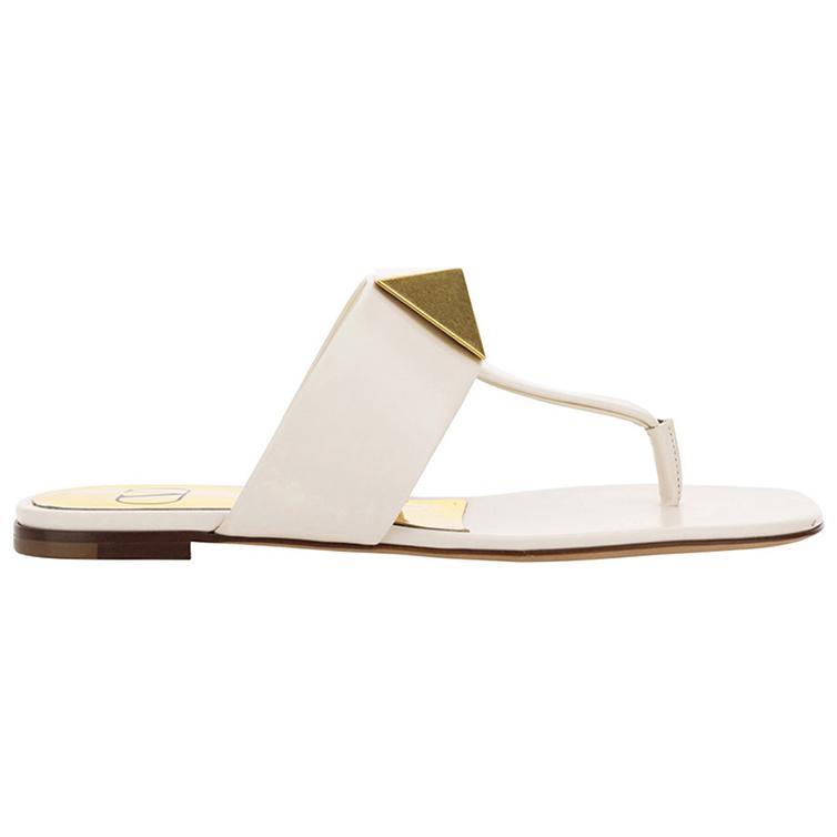 Order 華倫天奴 皮革T型涼鞋 女款 白色