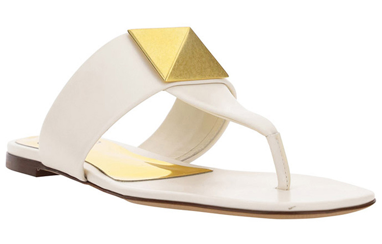 Lookbook 華倫天奴 皮革T型涼鞋 女款 白色