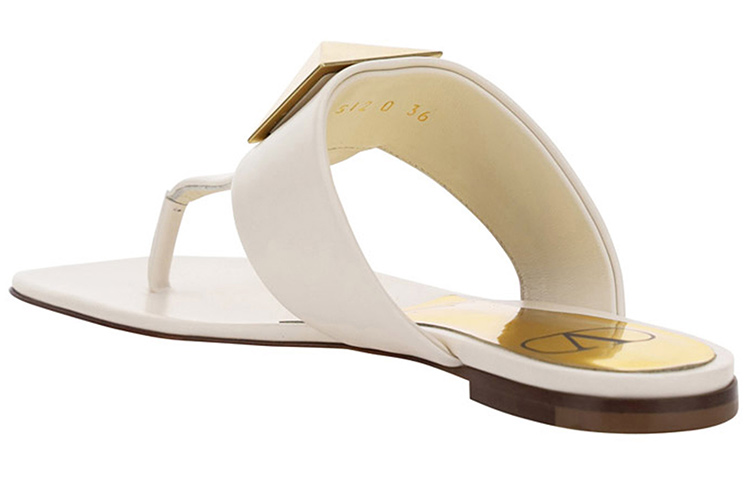 Shop 華倫天奴 皮革T型涼鞋 女款 白色