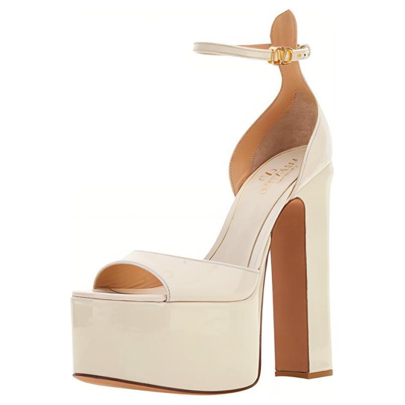 (W) Valentino Tan-Go 'Beige Patent Open-Toe Buckle' 圖 3