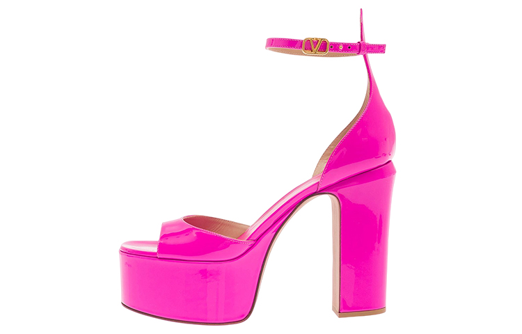 (W) Valentino Tan-Go 'Buckle Block Heel Magenta'