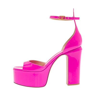 (W) Valentino Tan-Go 'Buckle Block Heel Magenta'