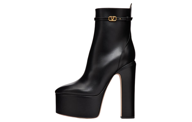 (W) Valentino Tan-Go High-Heel Ankle Boots 'Black Logo'