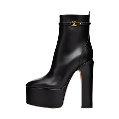 (W) Valentino Tan-Go High-Heel Ankle Boots 'Black Logo'