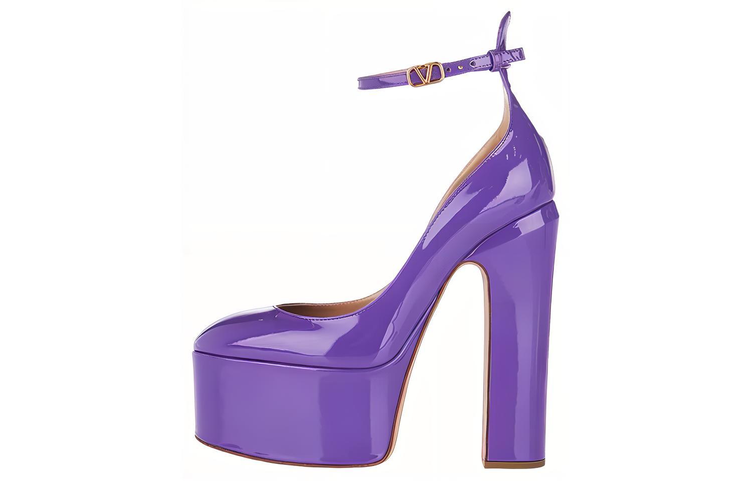 (W) Valentino Tan-Go High Heels 'Purple Buckle'