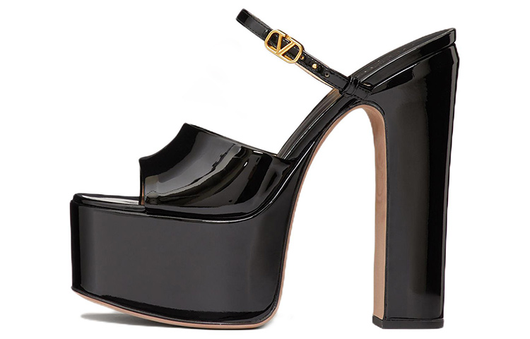 (Women) Valentino Tan-Go Slide 'Patent Black Buckle High-Heel' 2W2S0FS4VNE0NO