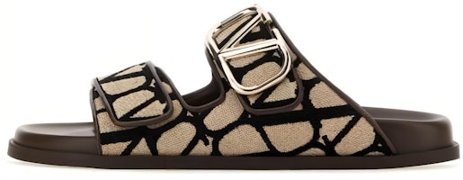 (Women) Valentino Toile Iconographe Double Strap Sandal 'VLogo - Brown' 3W2S0HH1-SBT-6ZN (Women) Valentino Toile Iconographe Double Strap Sandal 'VLogo - Brown' 3W2S0HH1-SBT-6ZN