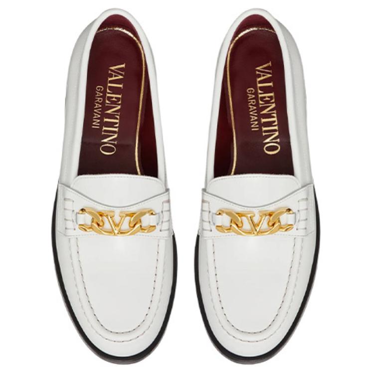 Shop (W) 华伦天奴 V字链条乐福鞋 '白色' 1W2S0EQ6YZX0BO