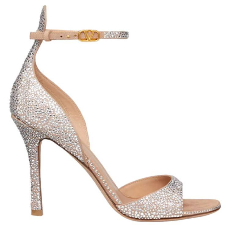 (W) Valentino Velvet Open Toe Buckle Slide 'Silver' 圖 2