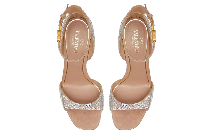 (W) Valentino Velvet Open Toe Buckle Slide 'Silver' 圖 4