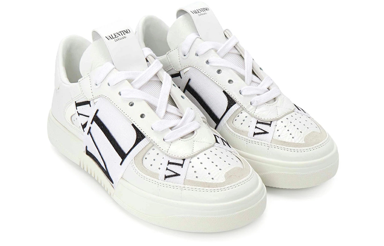 Lookbook Valentino華倫天奴 皮革 系帶低筒印花 時尚板鞋 女款 白色