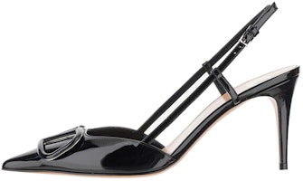 (Women) Valentino VLogo Black 'Shiny Calfskin Open-Toe' WW2S0R01TMK0NO (Women) Valentino VLogo Black 'Shiny Calfskin Open-Toe' WW2S0R01TMK0NO
