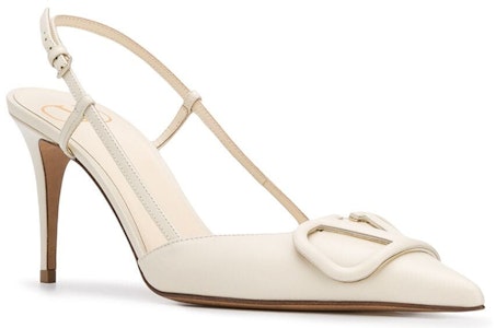 華倫天奴 VLogo 小牛皮後綁帶時尚涼鞋 女款 白色 Lookbook 華倫天奴 VLogo 小牛皮後綁帶時尚涼鞋 女款 白色