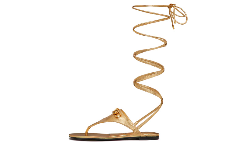 (Women) Valentino VLOGO Chain Nappa Leather Sandals 'Gold' 1W2S0EZ5AQDKM5