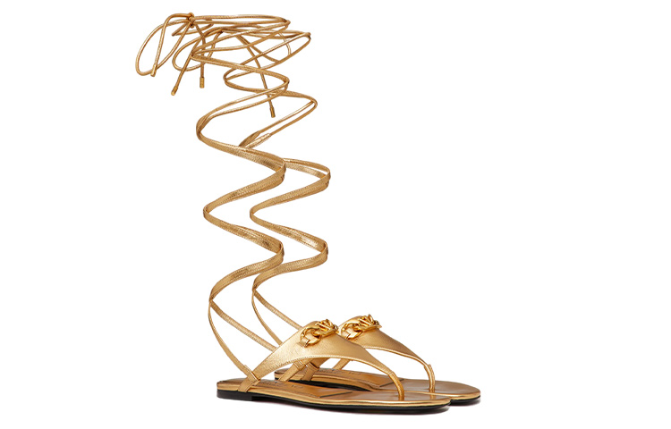 Order (W) Valentino Sandal Kulit Nappa VLOGO Rantai 'Emas' 1W2S0EZ5AQDKM5