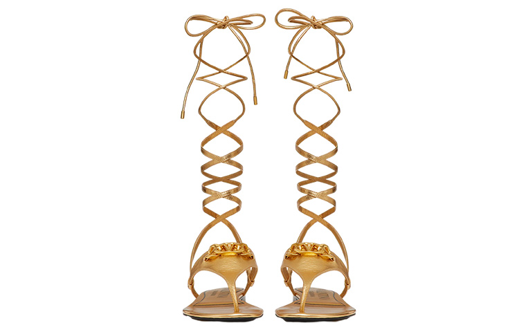 Lookbook (W) Valentino Sandal Kulit Nappa VLOGO Rantai 'Emas' 1W2S0EZ5AQDKM5