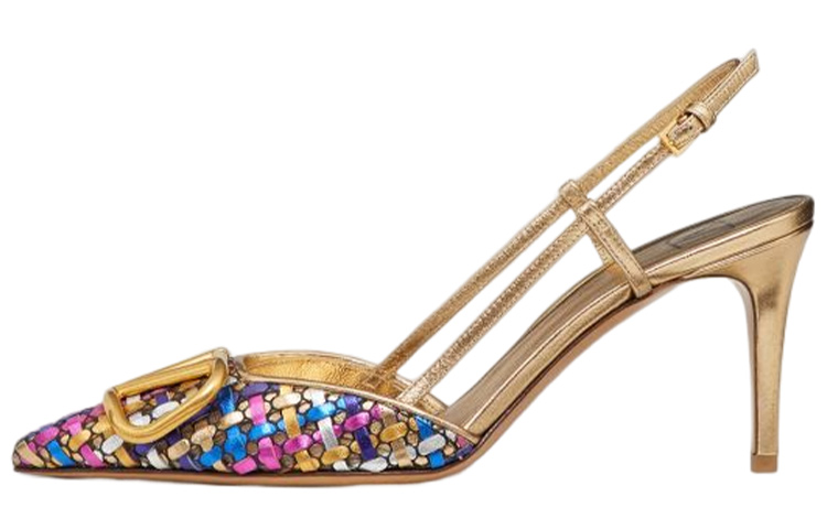 (W) Valentino Vlogo High Heel 'Metallic Buckle'