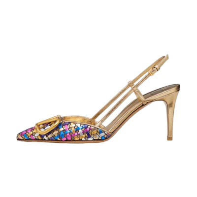 (W) Valentino Vlogo High Heel 'Metallic Buckle'