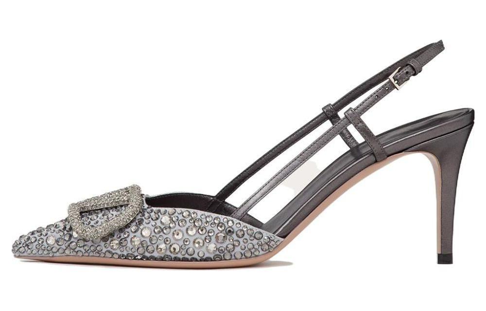 (Women) Valentino Vlogo High Heels 8cm 'Grey Pointed-Toe Comfort' WS0R01SPCZPV