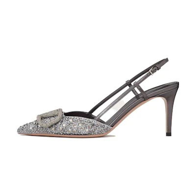 (W) Valentino Vlogo High Heels 8cm 'Grey Pointed-Toe CMFT'