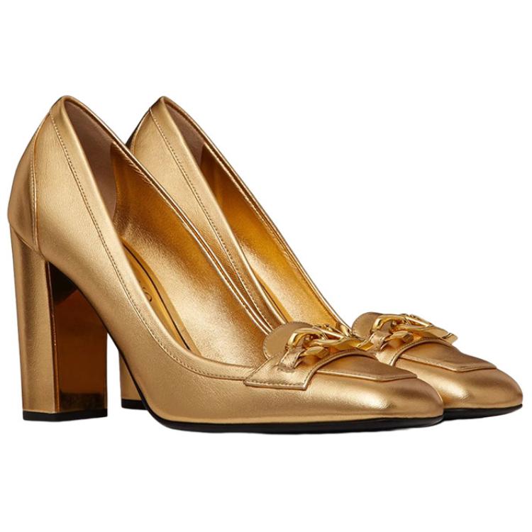 (W) Valentino VLOGO Lambskin Chain High Heels 'Metallic' 圖 3